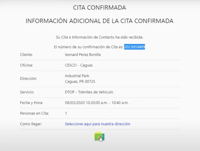 cita en cesco confirmada
